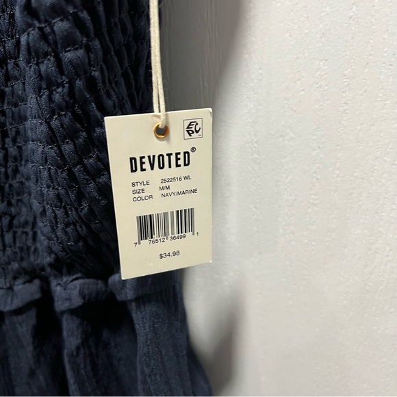 Devoted Navy Blue Smocked Dress Medium - Picture 3 of 3